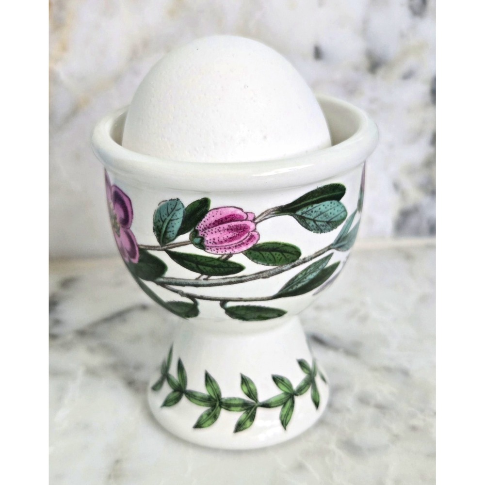 Portmeirion Botanic Garden Glazed Ceramic Egg Cup White Floral Pattern
